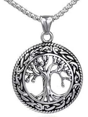 Tree of Life Necklace Bohemian Style Stainless Steel Life Tree Silver Metal
